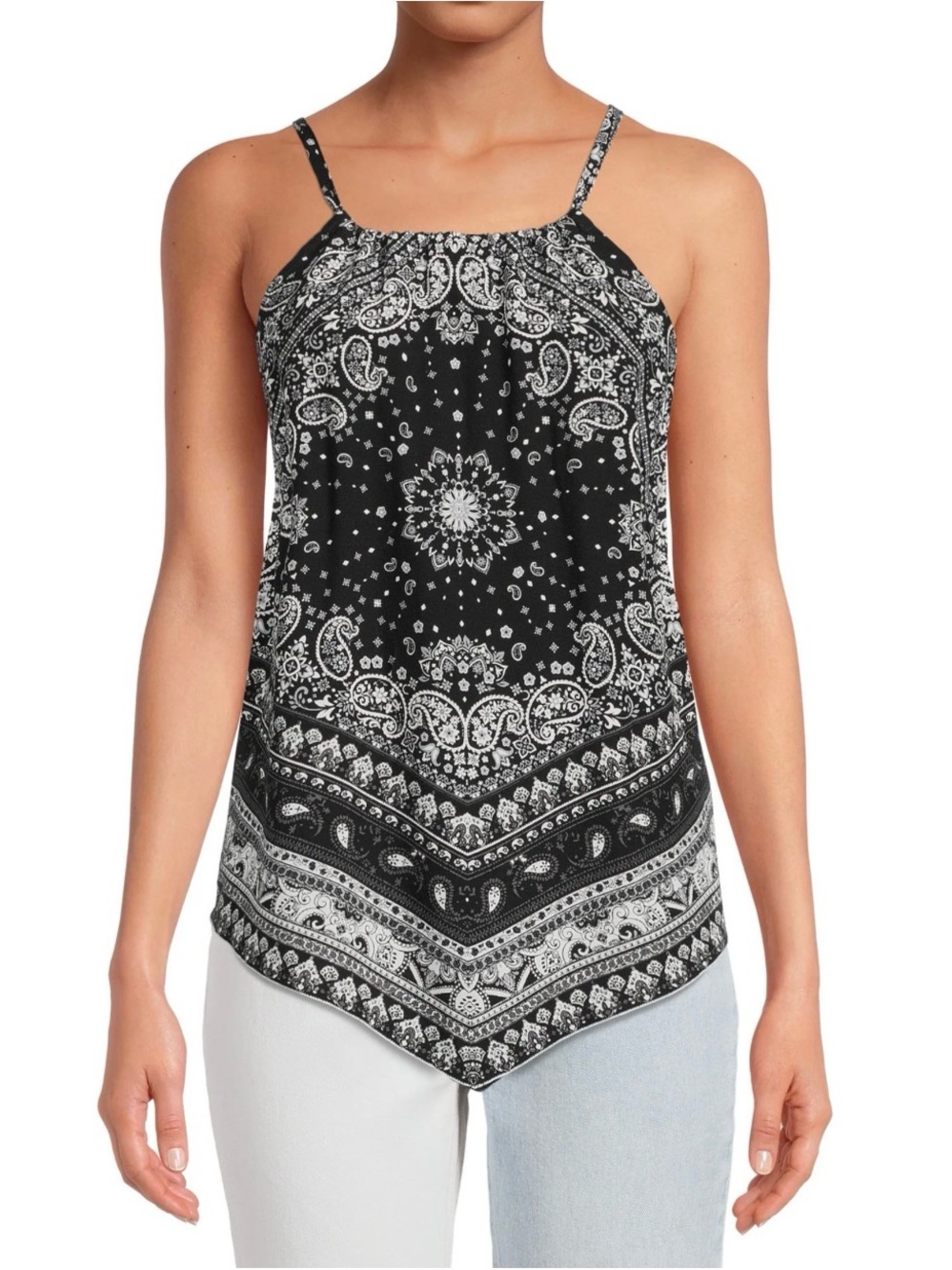 Almost Famous Black Paisley Handkerchief Camisole